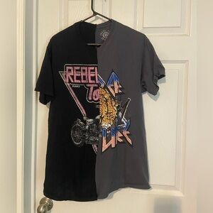 PacSun Anime Racing Split Shirt Men's Short Sleeve Black Grey Tiger Motorbike M